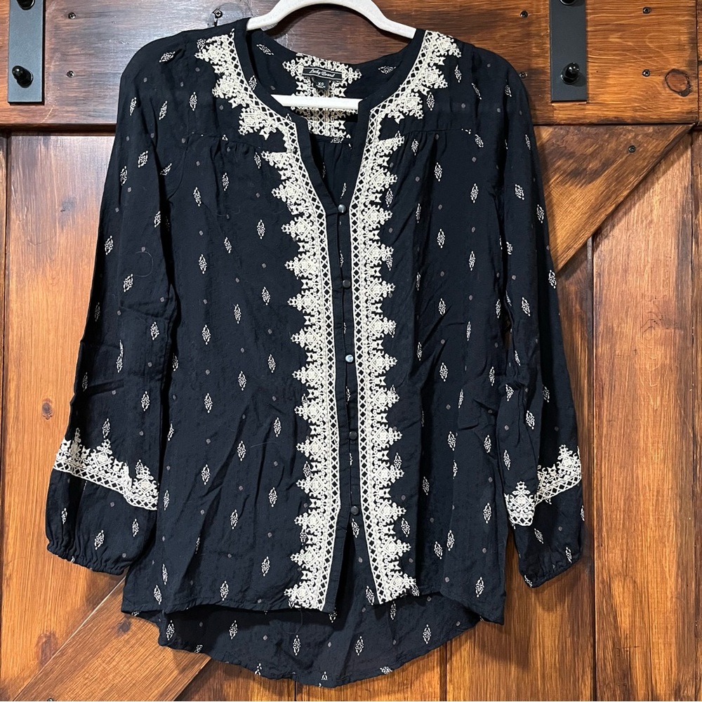 Lucky Brand embroidered boho blouse top